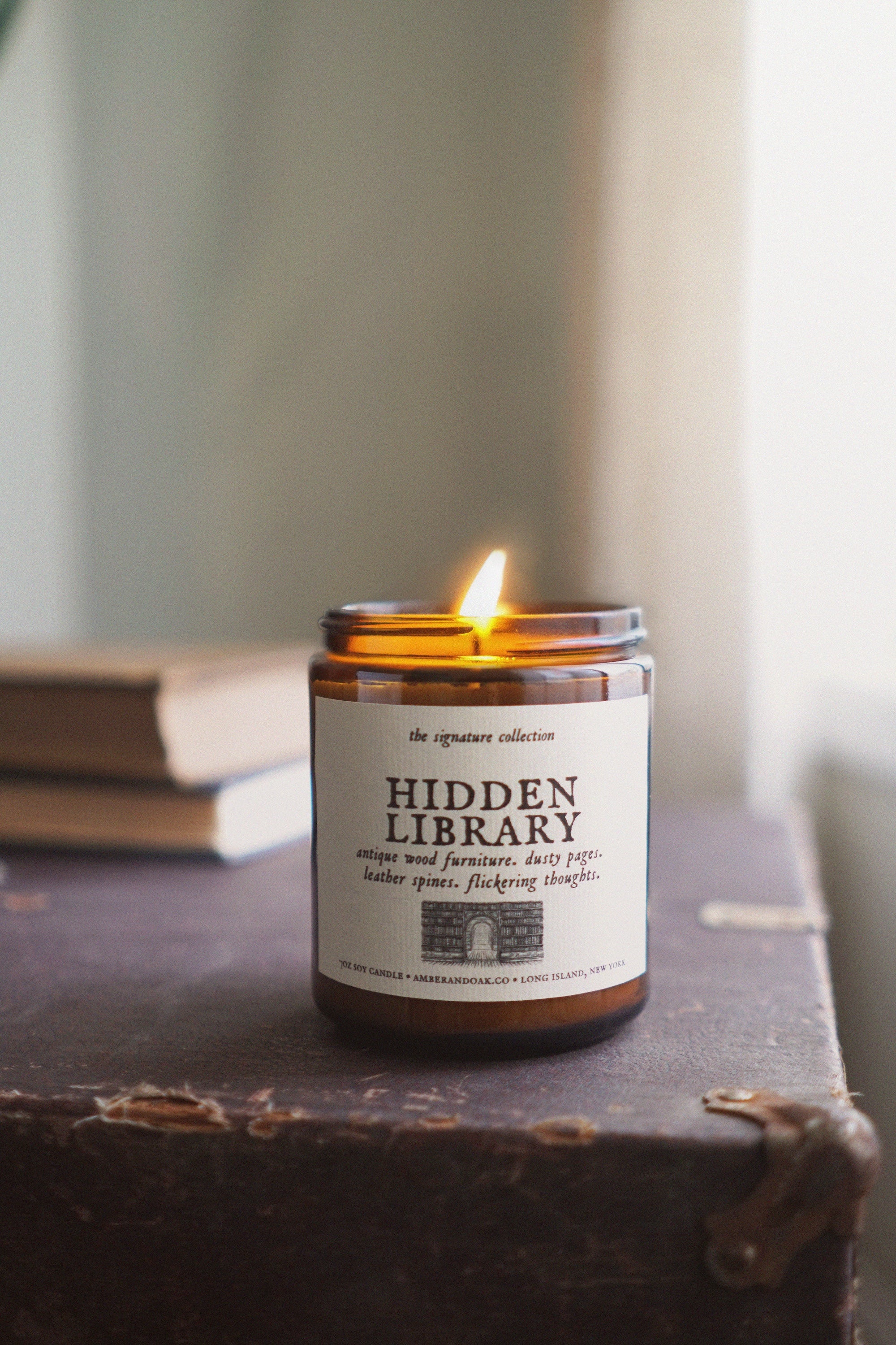Hidden Library 7oz Candle – Amber & Oak
