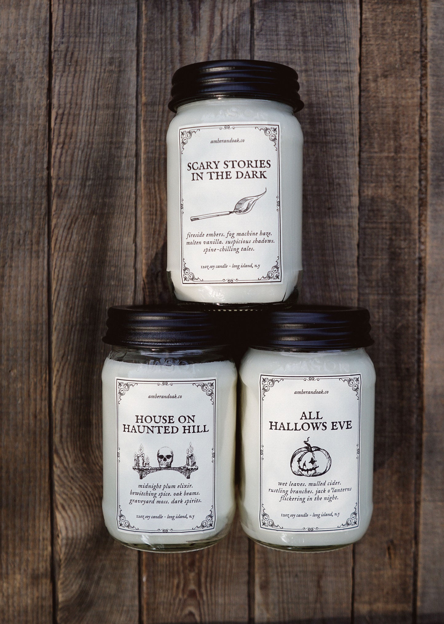 Black Vintage Mason Jar 12oz Candle