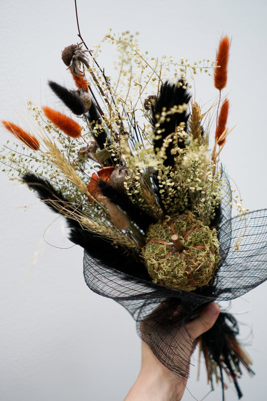 Moss Pumpkin Creepy Halloween Dried Bouquet