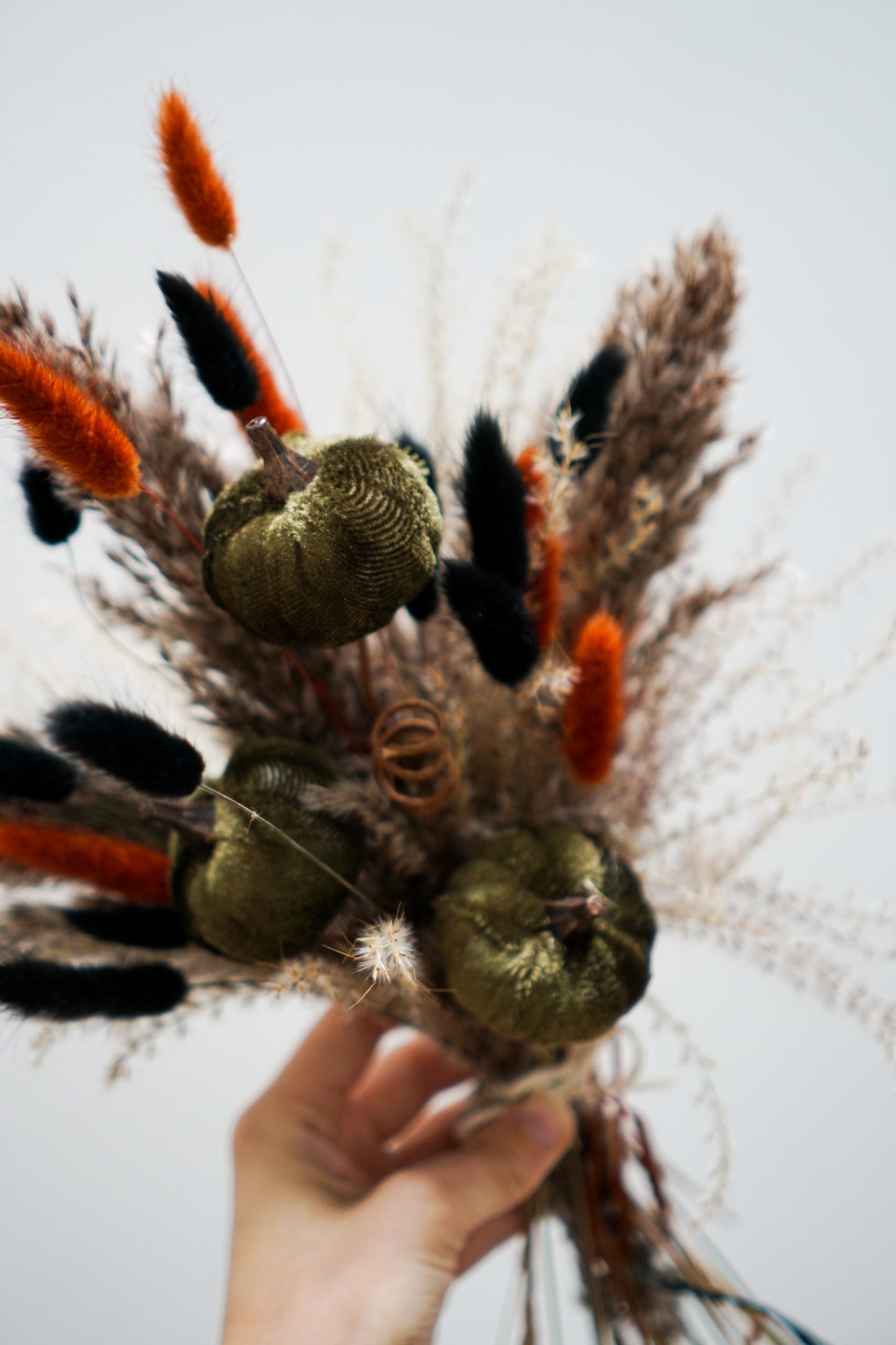 Small Velvet Green Pumpkin Dried Bouquet